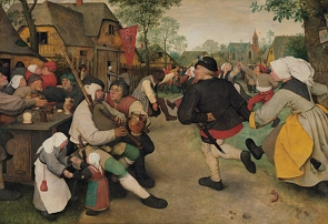 Pintura mostrando camponeses dançando