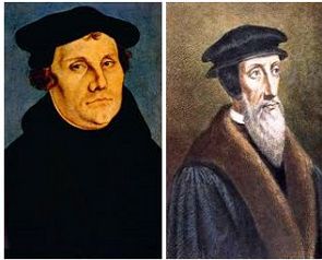 Retratos de Martinho Lutero e João Calvino
