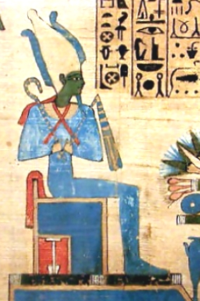 Deus egípcio Osíris sentado em seu trono