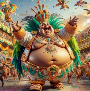 Ilustração de um rei Momo desfilando no Carnaval