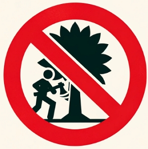 Símbolo mostrando ser proibido cortar árvores