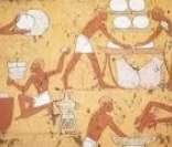 O pão era o principal alimento no Egito Antigo (imagem mostrando a fabricação do pão)