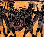 Atenienses e Espartanos lutando na Guerra do Peloponeso (431 a.C. a 404 a.C.)