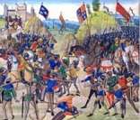 Batalha de Crecy durante a Guerra dos Cem Anos (iluminura do século XV)