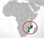 Localização de Moçambique no sudeste da África