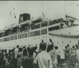 Navio espanhol partindo para o Brasil (fonte: Museu da Imigração).