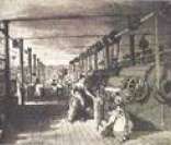 Interior de uma fábrica durante a Revolução Industrial
