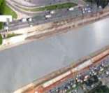 Foto aérea do rio Tietê no trecho da cidade de São Paulo