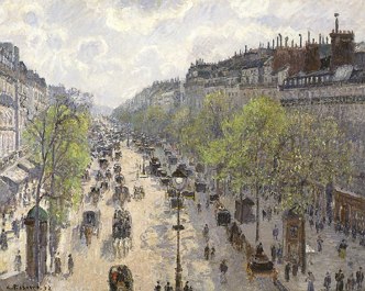 Pintura Le Boulevard Montmartre, Matin&eacute;e de Printemps, de  Camille Pissarro