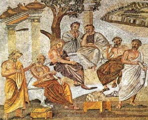 Mosaico representando a Academia de Atenas