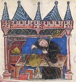 Pintura medieval mostrando um acadêmico