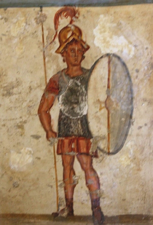 Afresco mostrando um soldado macedônio