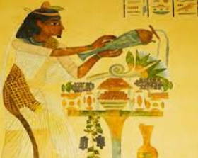 Imagem do Antigo Egito mostrando alimentos