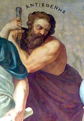 Pintura mostrando o fil&oacute;sofo Ant&iacute;stenes