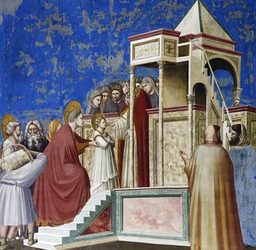 Apresenta&ccedil;&atilde;o da Virgem no Templo, pintura de Giotto