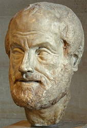 Escultura da cabeça do filósofo grego Aristóteles