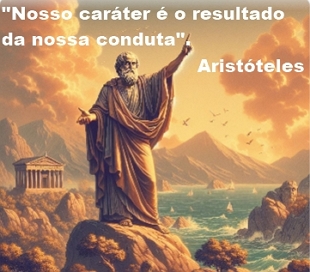 Imagem de Aristóteles e uma de suas frases.