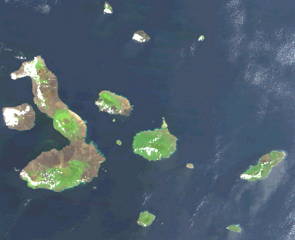 Imagem aérea do arquipélago de Galápagos