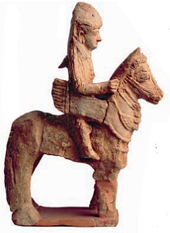 Estatueta em terracota de um cavaleiro fen&iacute;cio