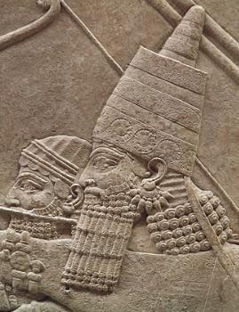 Relevo de Assurbanipal, rei assírio da Antiguidade.
