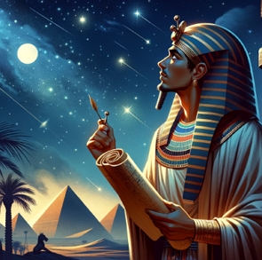 Foto de um egípcio antigo observando os astros