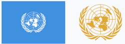 Bandeira e logotipo da ONU