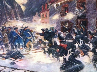 Pintura mostrando a batalha de Quebec