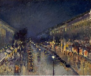 Pintura mostrando um boulevard a noite