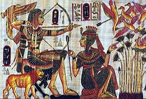 Pintura de um nobre egípcio caçando
