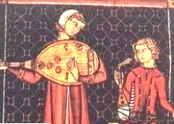 Trovador fazendo uma cantiga de amor na Idade Média