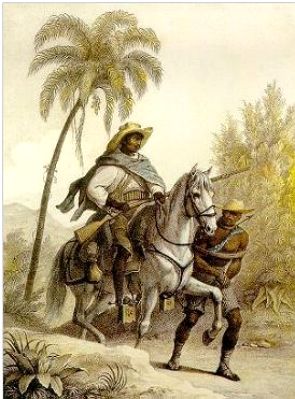 Pintura retratando um capitão do mato em seu cavalo