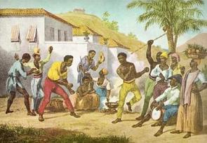 Pintura histórica Jogar Capoeira, pintura de Rugendas, de 1835