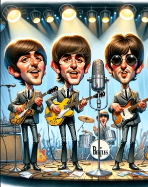 Caricatura da banda Beatles