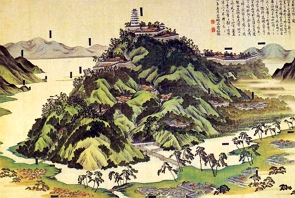 Ilustração de um castelo japonês da época do feudalismo