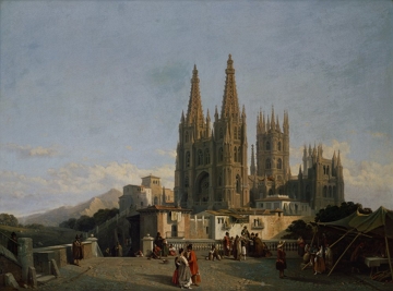 Pintura representando uma catedral g&oacute;tica