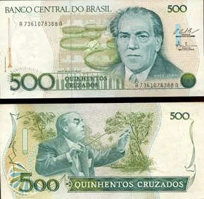 Nota de dinheiro em verde e branco mostrando um maestro