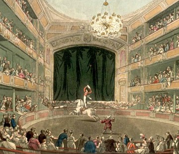 Imagem de uma apresenta&ccedil;&atilde;o de circo em Londres em 1808