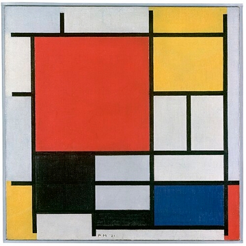 Composi&ccedil;&atilde;o com Vermelho, Amarelo, Azul e Preto de Piet Mondrian