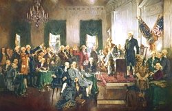 Assinatura da Constituição dos Estados Unidos da América em 17 de setembro de 1787.