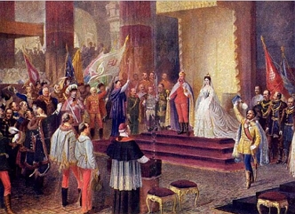 Pintura mostrando a coroa&ccedil;&atilde;o de Francisco Jos&eacute; I