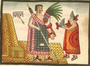 Pintura mostrando a coroação do rei asteca Montezuma I