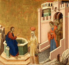 Cristo e a mulher samaritana, obra de Duccio di Buoninsegna 