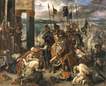 Pintura mostrando os cruzados entrando em Constantinopla