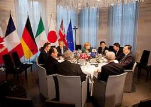 Foto de uma reunião de Cúpula do G7