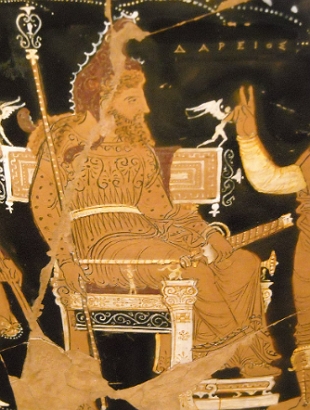 Pintura em um vaso persa do rei Dario I