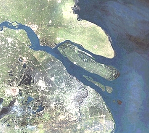 Foto aérea do rio Yangtzé na China