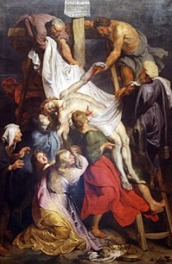 Pintura mostrando Jesus sendo retirado da Cruz