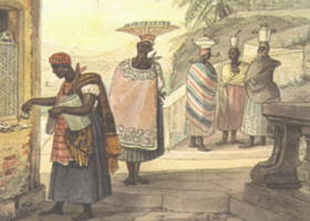 Pintura mostrando escravas trabalhando na rua