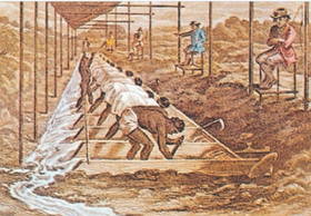 Escravos trabalhando numa mina de diamantes