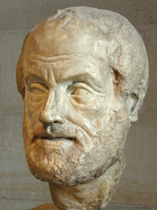 Escultura da cabeça de Aristóteles